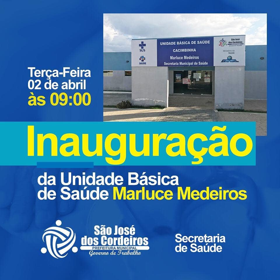 Prefeitura de São José dos Cordeiros inaugura Unidade de Saúde nesta terça-feira