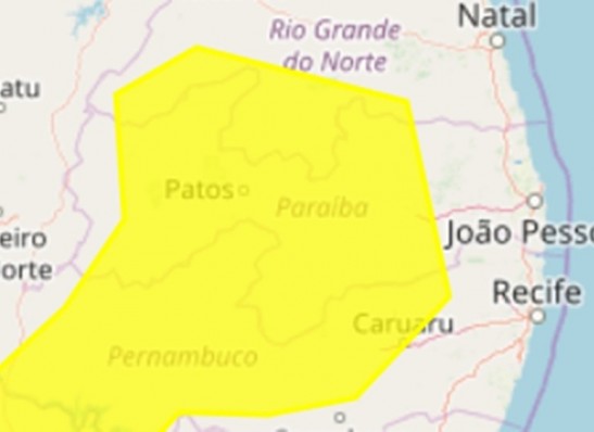 Paraíba tem 183 municípios sob perigo potencial de chuvas