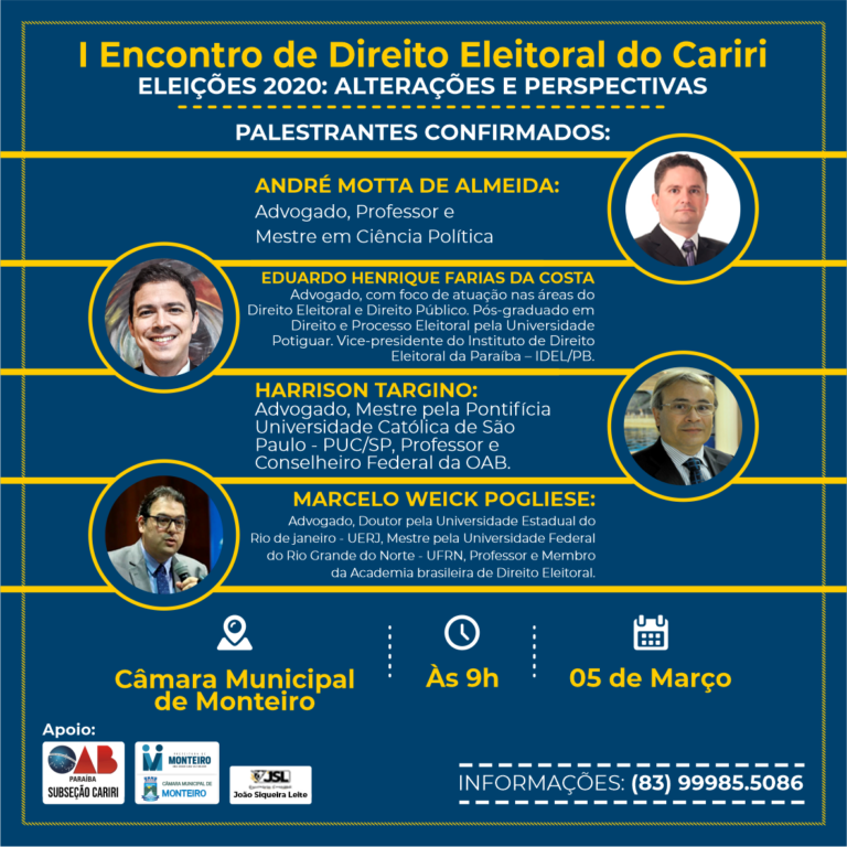 Encontro de Direito Eleitoral do Cariri acontece nesta quinta-feira, em Monteiro