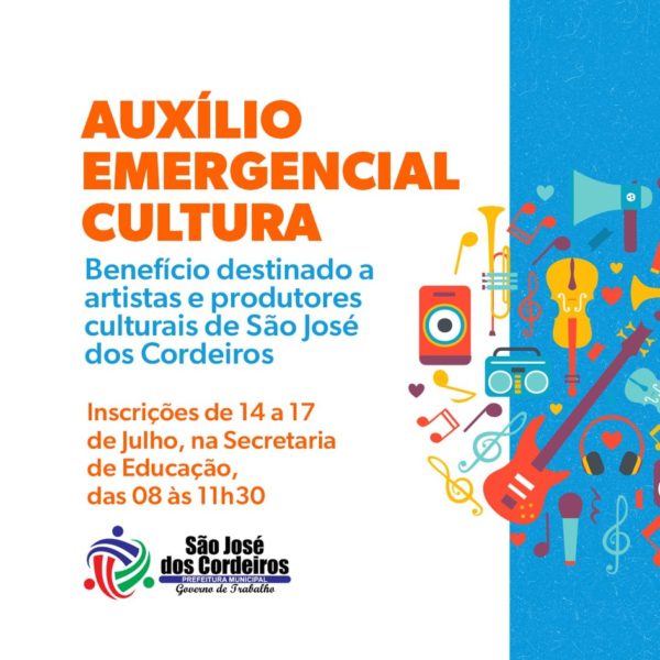 Prefeitura de São José dos Cordeiros abre inscrições para benefício emergencial a artistas e produtores culturais