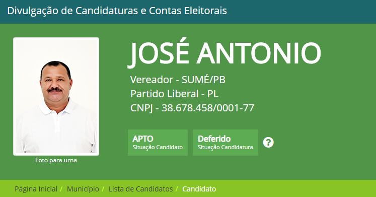 Vereador José Antônio tem registro de candidatura homologada em Sumé