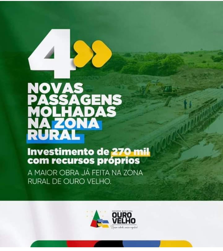 Prefeitura de Ouro Velho anuncia 4 novas passagens molhadas e diz ser a maior obra já feita na zona rural