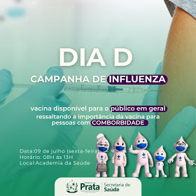 Secretaria de Saúde de Prata realiza dia D da Campanha da Influenza