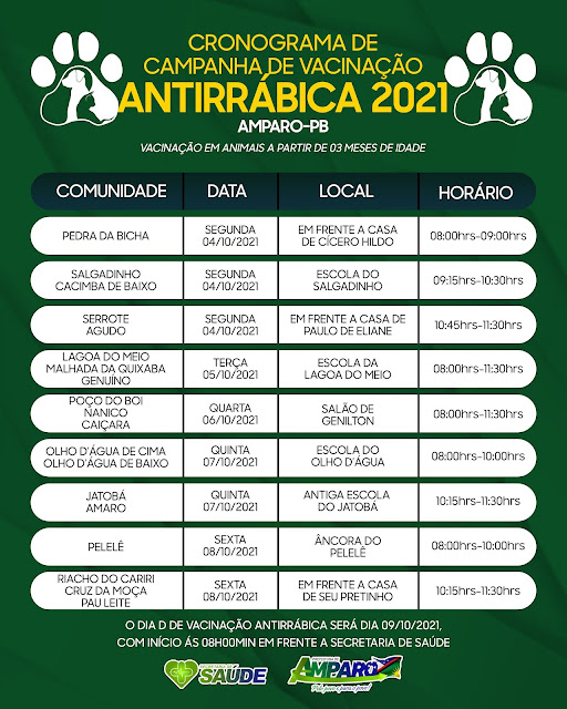 Prefeitura de Amparo realiza campanha de vacinação antirrábica