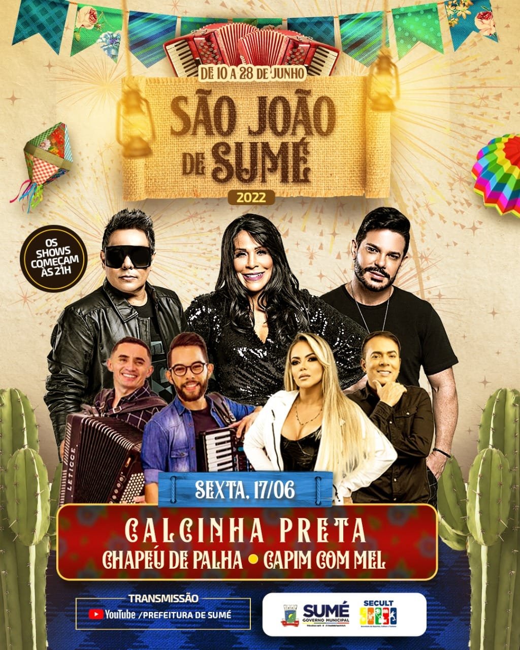 Com atrações de Forró Chapéu de Palha, Capim com Mel e Calcinha Preta, Sumé inicia primeira noite de festas no Palco Principal