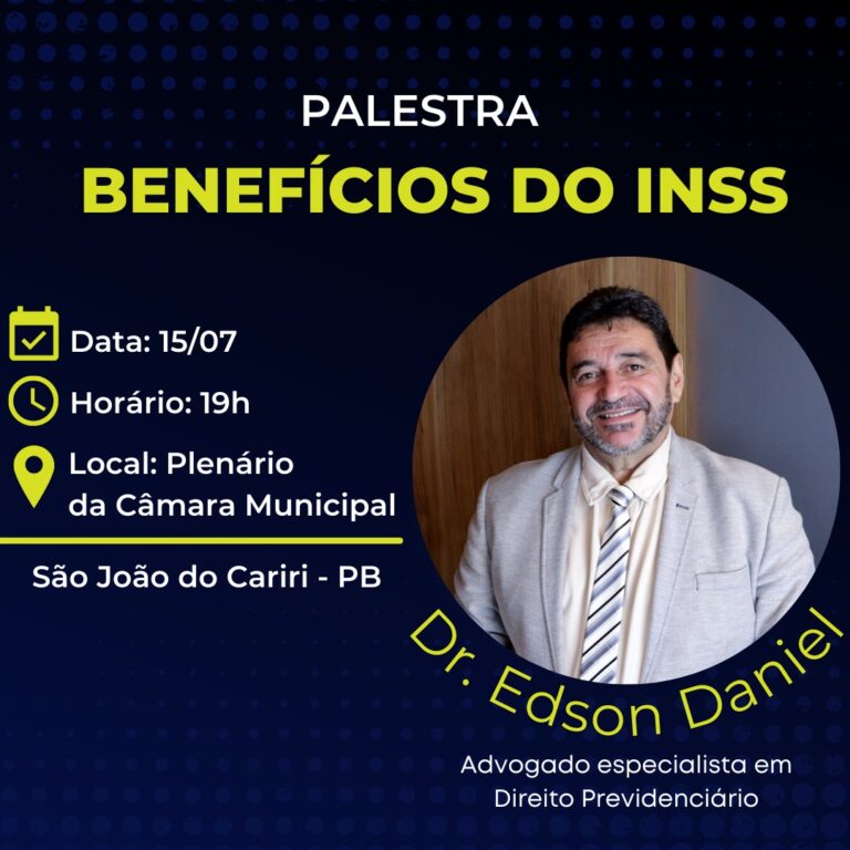 Câmara de São João do Cariri sedia palestra sobre direito previdenciário na próxima sexta-feira