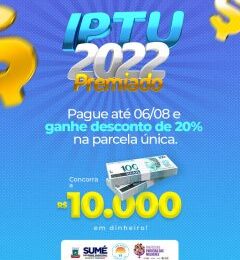 Prefeitura de Sumé prorroga pagamento do IPTU com desconto de 20%