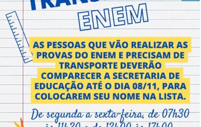 Prefeitura de São José dos Cordeiros disponibilizará transporte para o ENEM