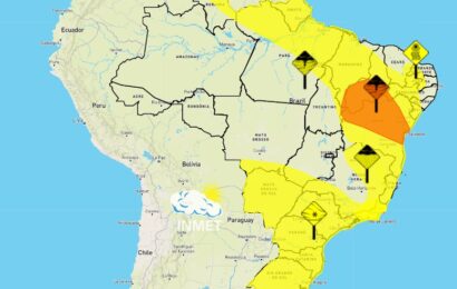 Inmet divulga alerta de perigo potencial de chuvas intensas para quase 30 cidades da PB