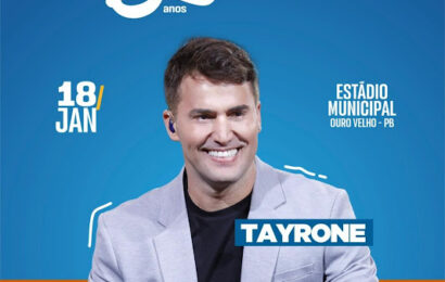 Tayrone é a 2ª atração confirmada para festa de 62 anos de Emancipação Política de Ouro Velho