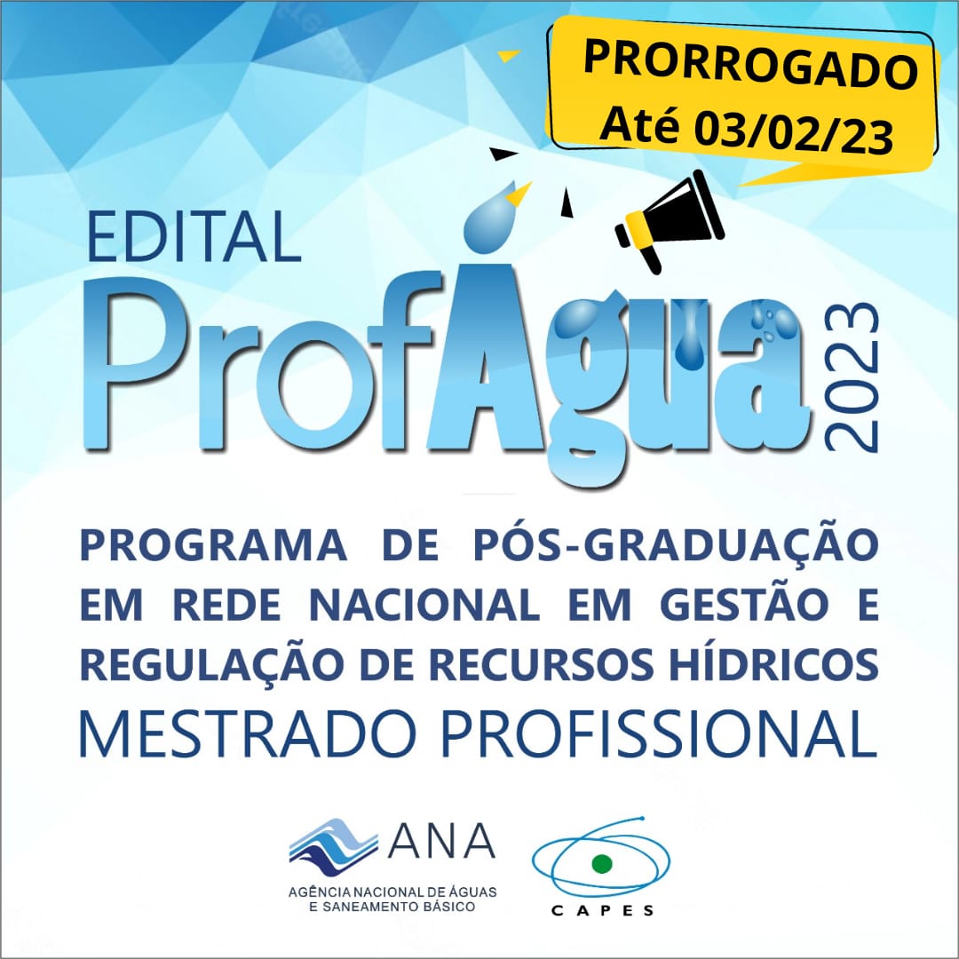 Mestrado Profissional em Gestão e Regulação de Recursos Hídricos prorroga inscrições para seleção até 3 de fevereiro