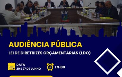 Câmara Municipal de Sumé realizará audiência pública para discutir Diretrizes Orçamentárias (LDO)