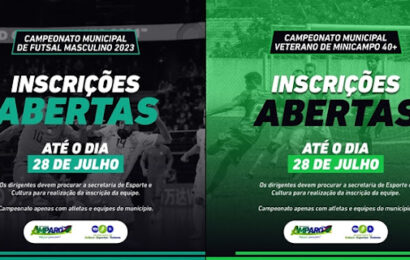 Prefeitura de Amparo abre inscrições para Campeonatos Municipais de Futsal e Veteranos de Minicampo, ambos na modalidade masculina