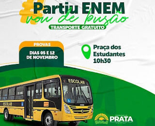 Prefeitura da Prata mantém transporte para estudantes inscritos no Enem 2023, no segundo dia