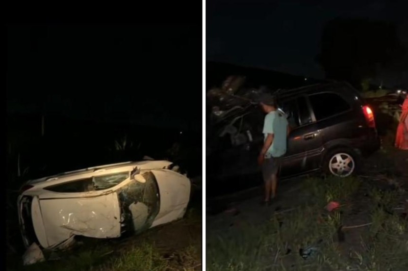 Duas pessoas morrem e oito ficam feridas após colisão frontal entre dois carros na Paraíba