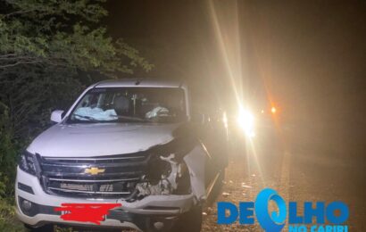 Casal de empresários serrabranquenses sofrem acidente após colisão entre carro com animal na principal rodovia do Cariri
