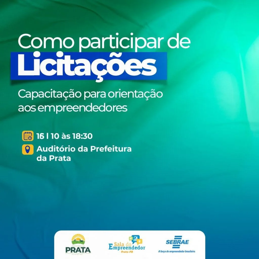 Capacitação para Empreendedores: Como Participar de Licitações será Tema de Evento em Prata