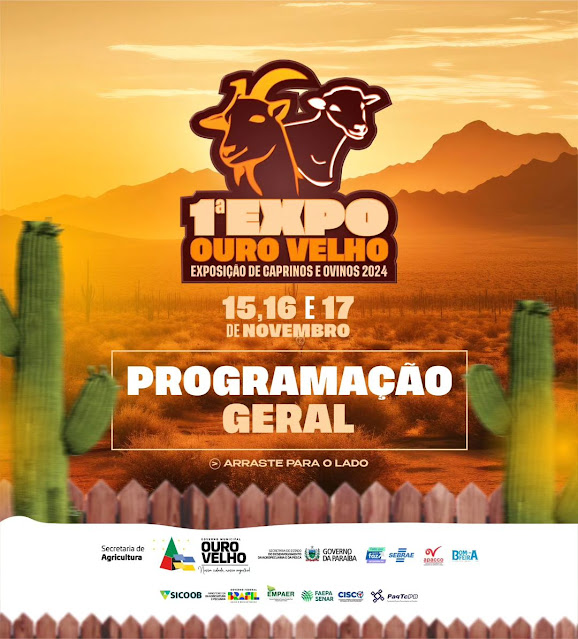 Confira a programação completa da 1ª Expo Ouro Velho, Exposição de Caprinos e Ovinos 2024