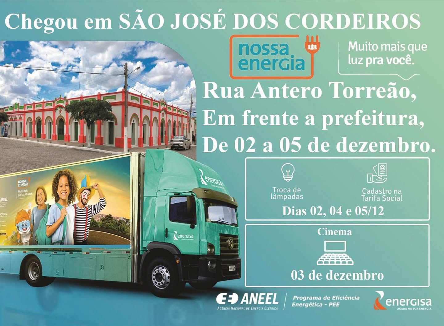 Projeto Nossa Energia está em São José dos Cordeiros até quinta-feira dia 05