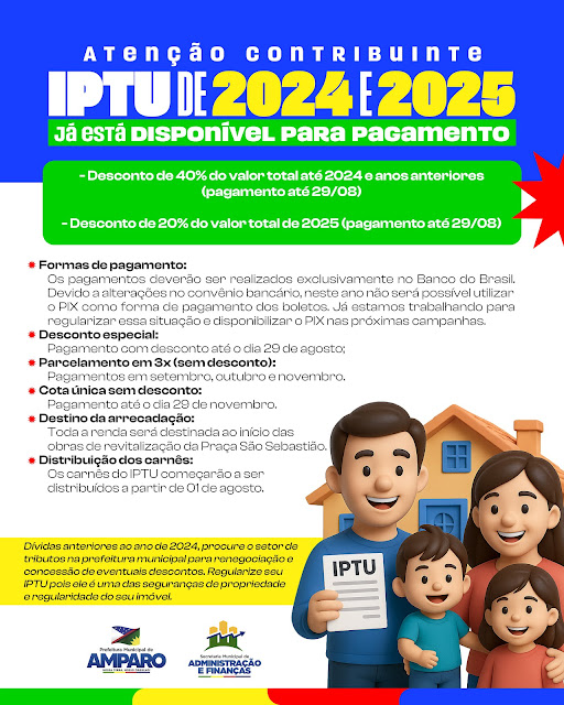 Prefeitura de Amparo anuncia início da campanha de pagamento do IPTU 2024 e 2025