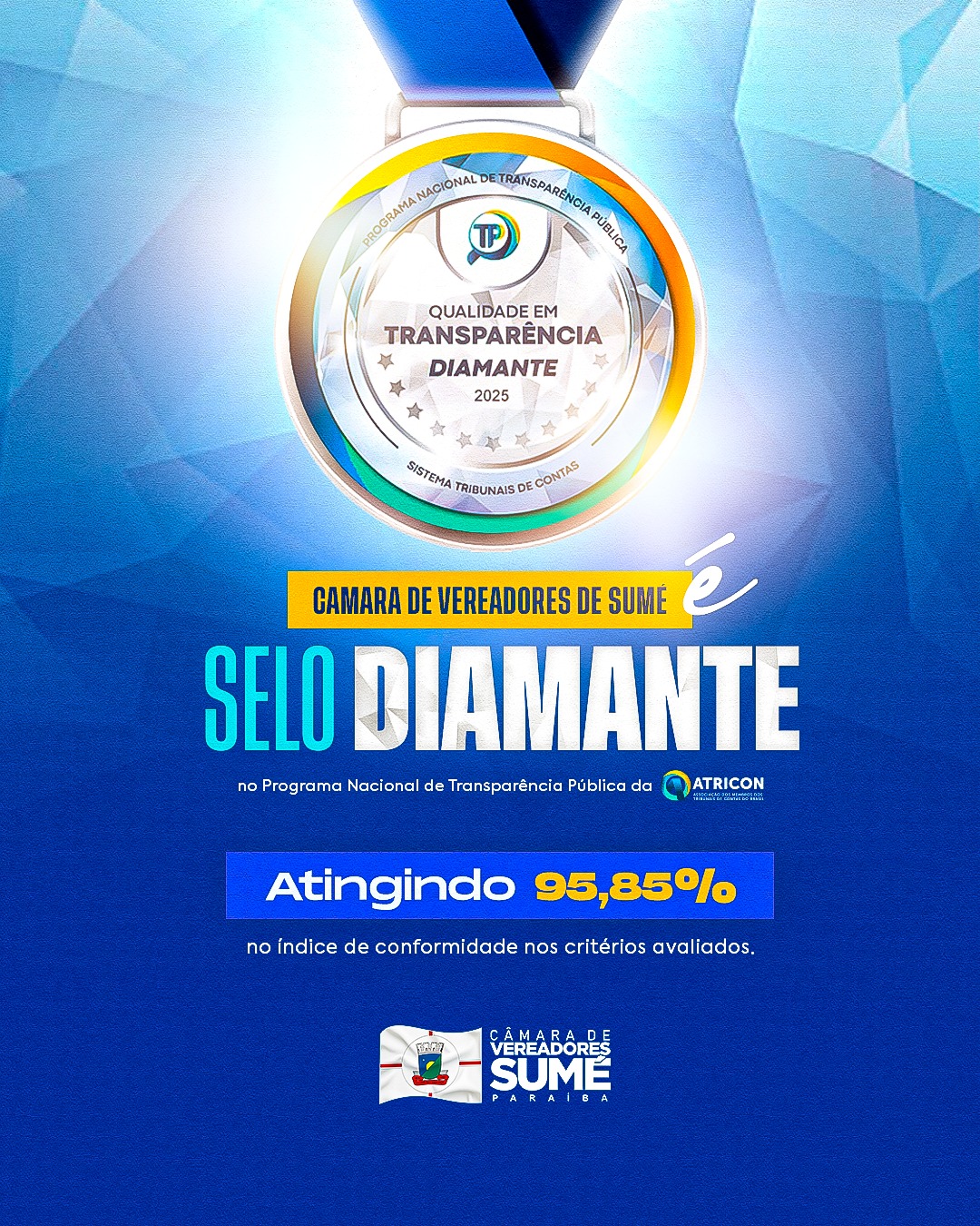 Câmara de Sumé conquista Selo Diamante e registra maior avanço em transparência pública da Paraíba