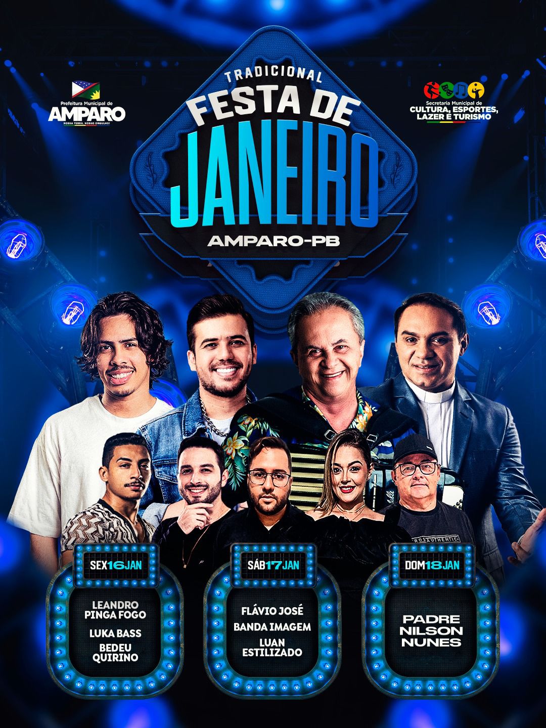 Prefeito Tarcio Gabriel anuncia programação oficial da Tradicional Festa de Janeiro 2026 em Amparo
