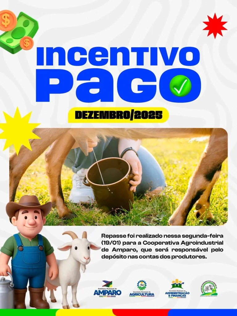 Prefeitura de Amparo realizou pagamento do Incentivo do leite de cabra referente a dezembro de 2025