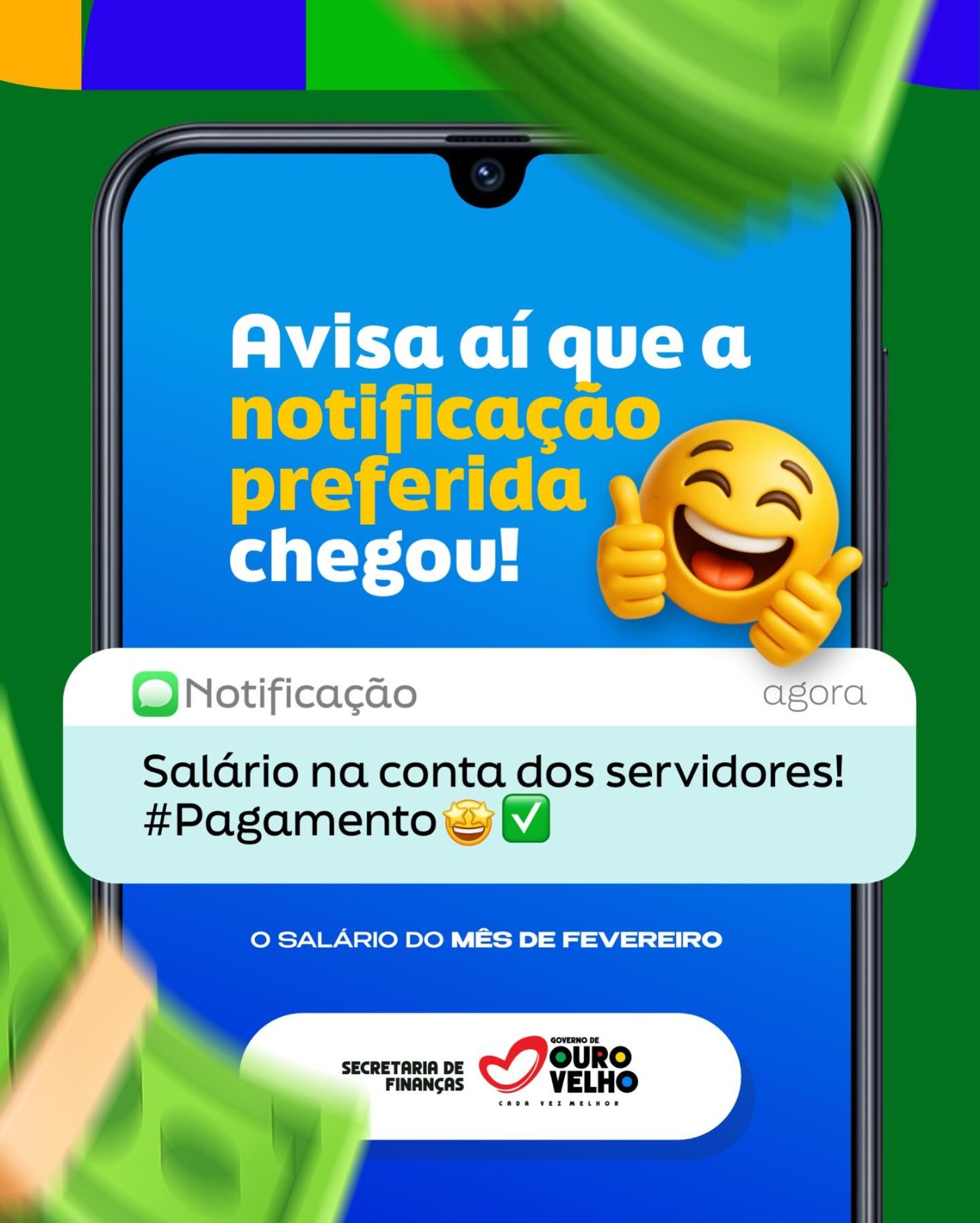 Prefeito Dr. Júnior anuncia pagamento da folha salarial de fevereiro em Ouro Velho