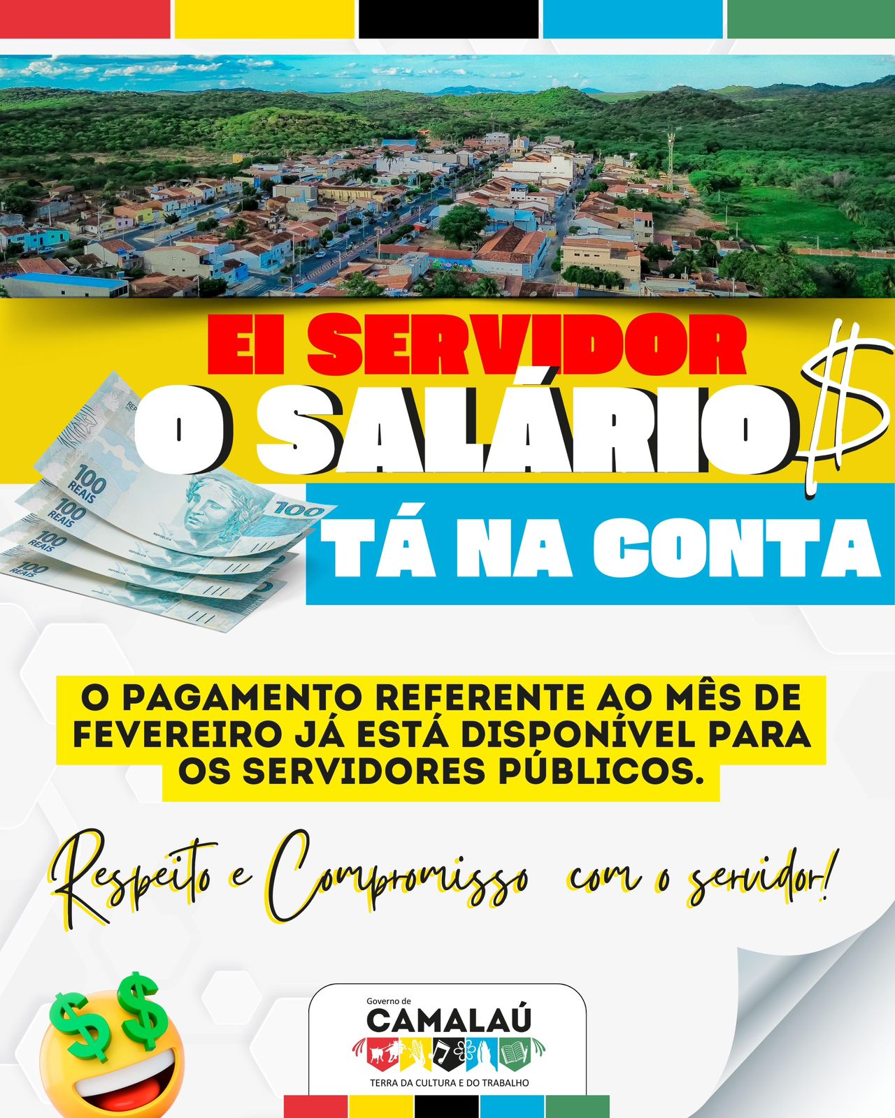 Prefeitura de Camalaú paga fevereiro e reforça compromisso com servidores