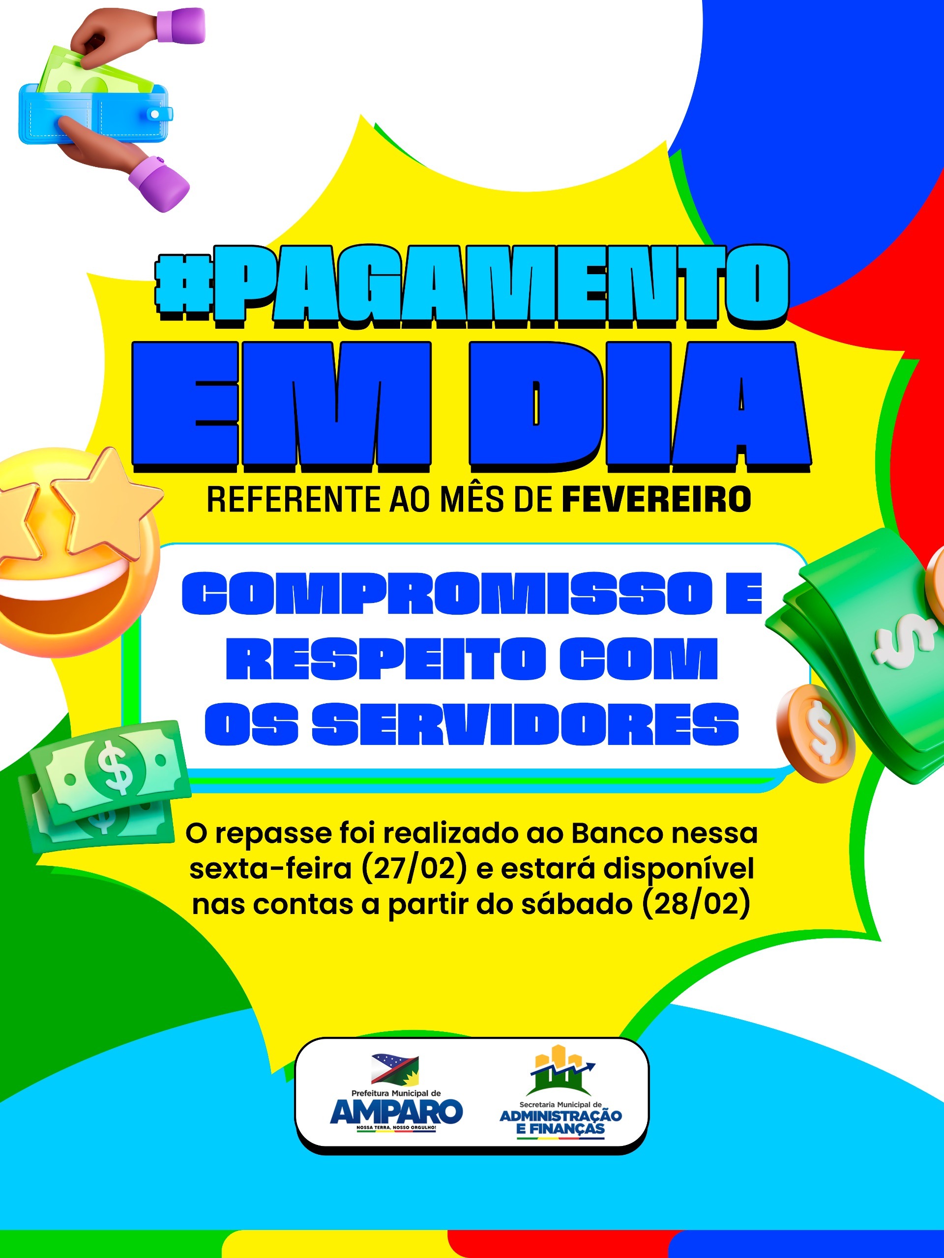 Prefeitura de Amparo realiza pagamento de fevereiro e reforça compromisso com servidores públicos