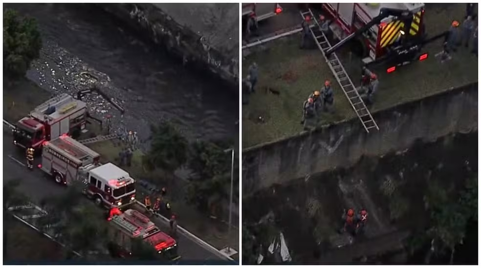 Carro cai em rio em SP após acidente com outros dois veículos; uma pessoa morre