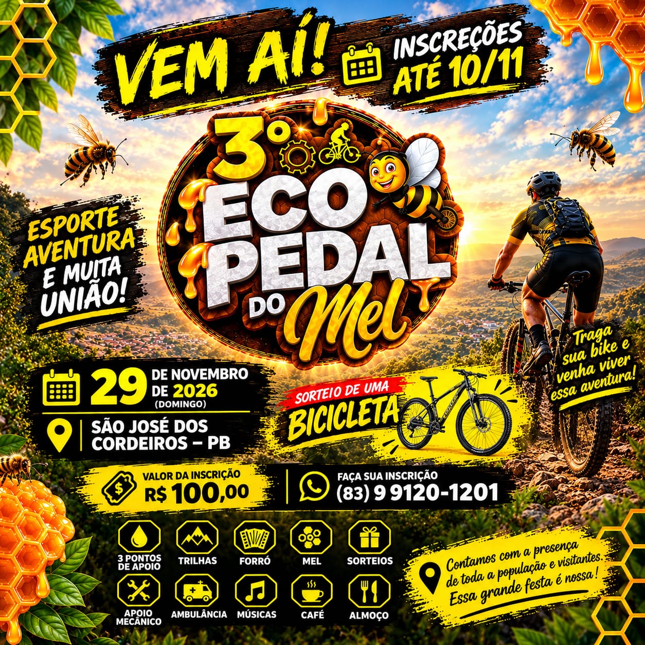 São José dos Cordeiros se prepara para a 3ª edição do Eco Pedal do Mel em novembro